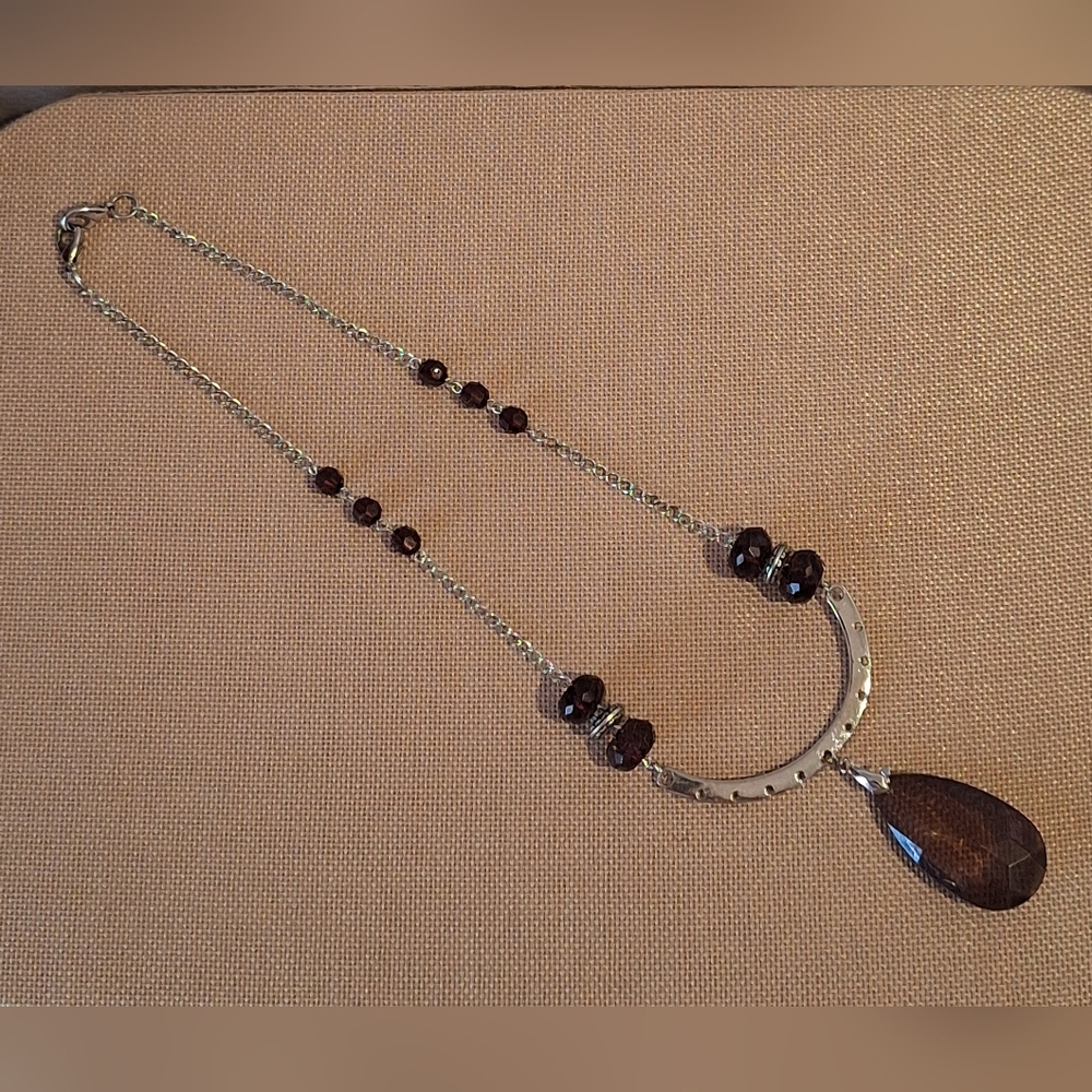 🍊Silver and Brown Beaded Necklace
